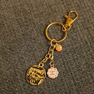 CHANEL Gold and Pink Keychain with Charms